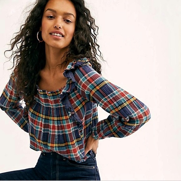 Free People Tops - NWT Free People Siena Plaid Pullover